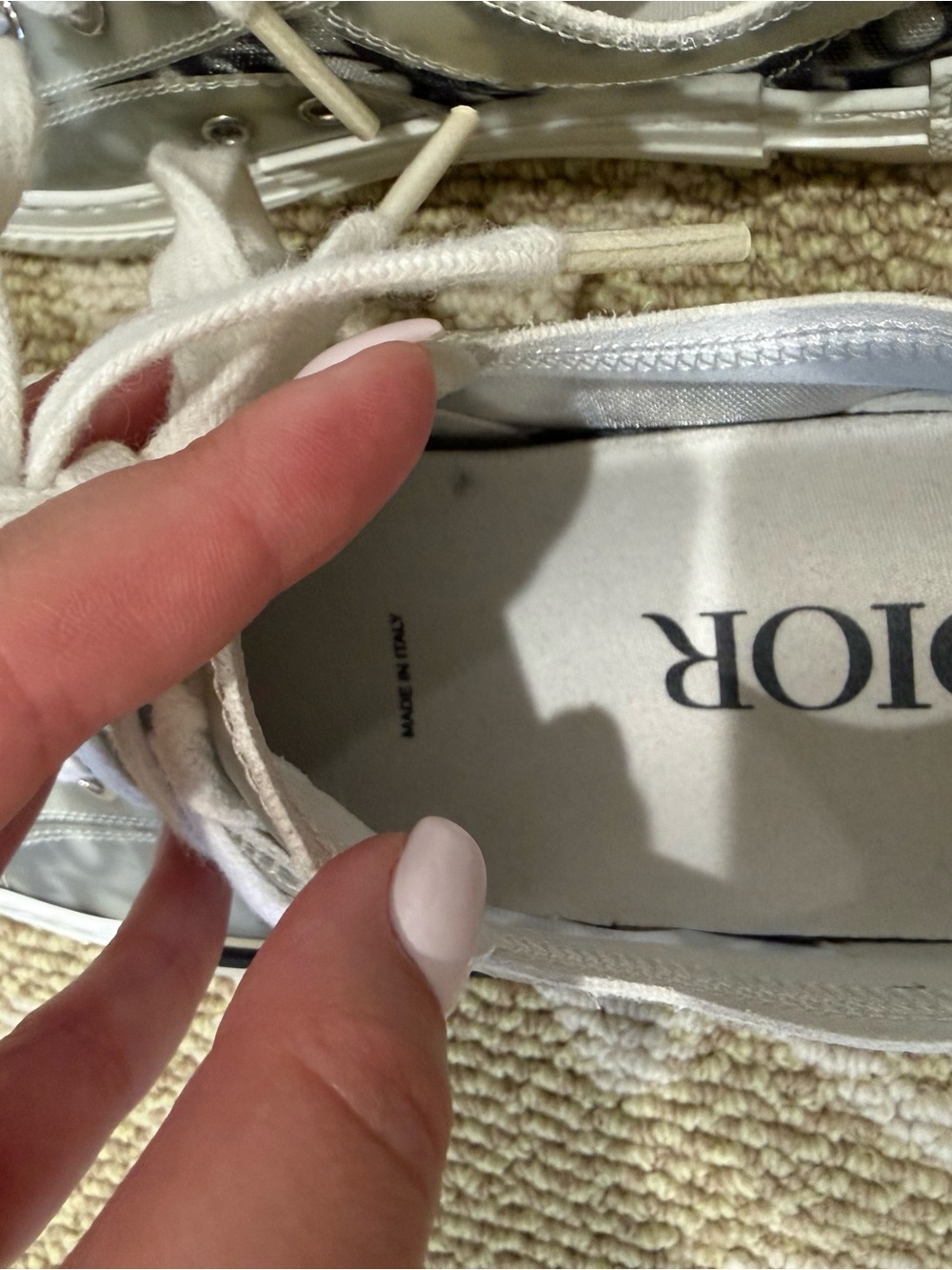 Dior Transparent Monogram Low-Top Sneakers in Silver and White - Picture 10 of 11
